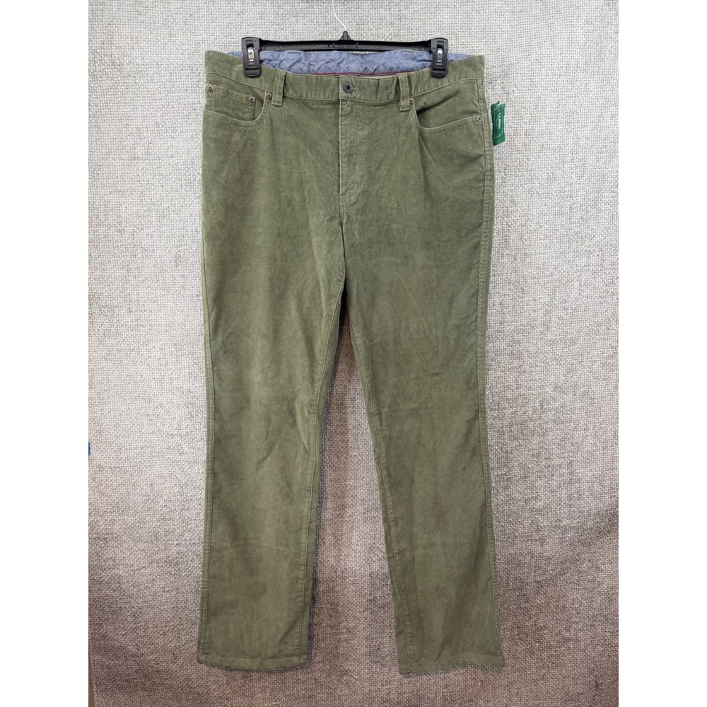 L.L.Bean Corduroy Pants Mens 38x34 (Fits 37x33) Olive 1912 Stretch Standard Fit‎ - Picture 3 of 10